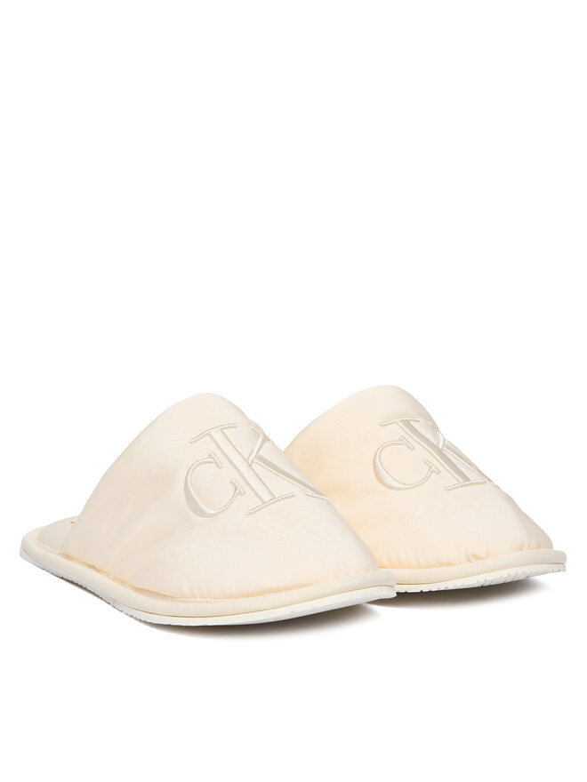 Calvin Klein Jeans Hausschuhe Calvin Klein Jeans Slipper Satin Moire YW0YW02053 Écru