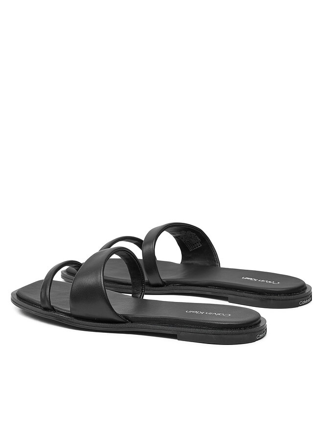Calvin Klein Παντόφλες Calvin Klein Flat Slide Lth HW0HW02071 Μαύρο
