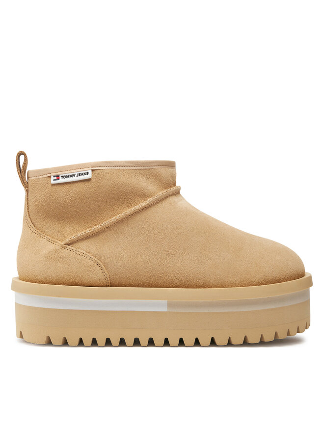 Bottes de neige Tommy Jeans Tjw Suede Flatform Boot Wl EN0EN02599 Beige chaussures
