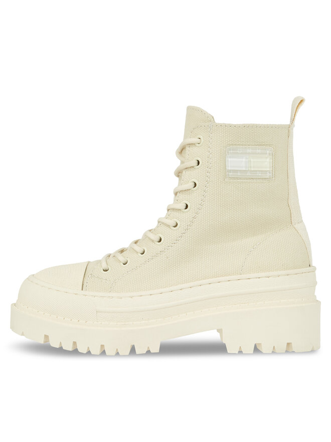 Tommy Hilfiger Polokozačky Tommy Hilfiger Tjw Foxing Canvas Boot EN0EN02216 Béžová