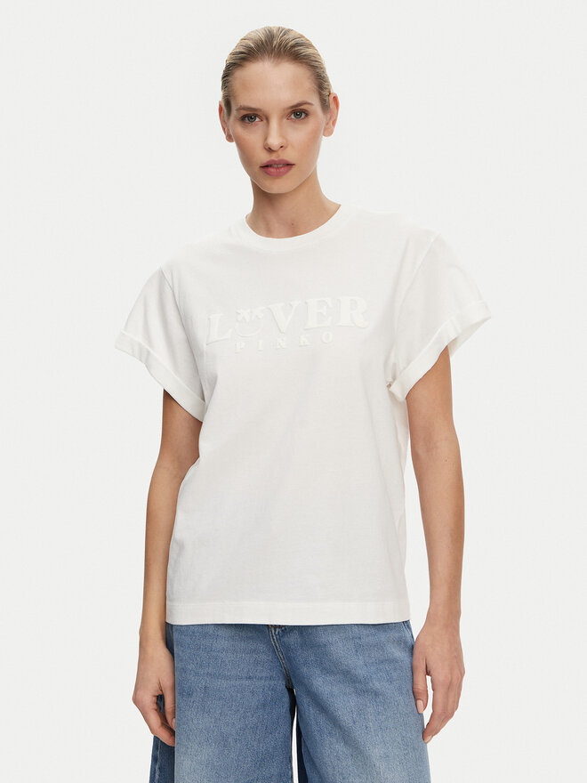 PINKO PINKO T-Shirt Torcetti 104605 A2D1 Weiß Regular Fit