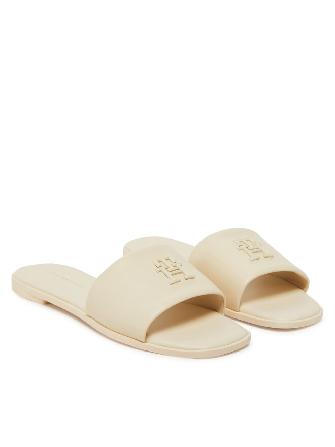 Tommy Hilfiger Šľapky Tommy Hilfiger Th Logo Hardware Leather Mule FW0FW08806 Écru