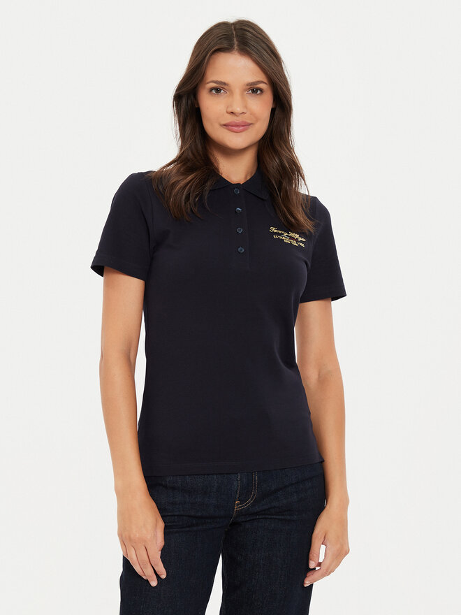 Tommy Hilfiger Tommy Hilfiger Polo marškinėliai Script WW0WW43624 Tamsiai mėlyna Slim Fit