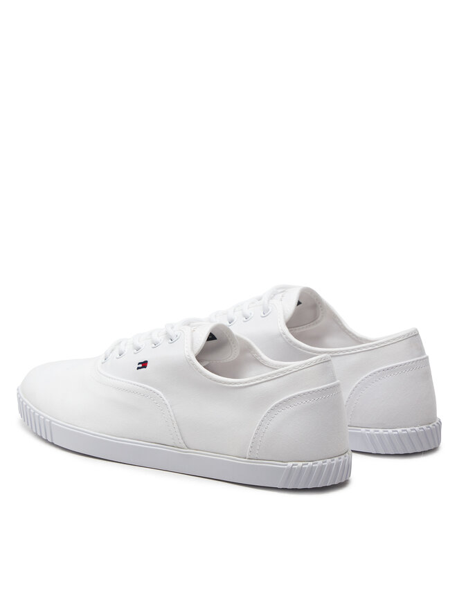 Tommy Hilfiger Sneakers aus Stoff Tommy Hilfiger Canvas Lace Up Sneaker FW0FW07805 Weiß