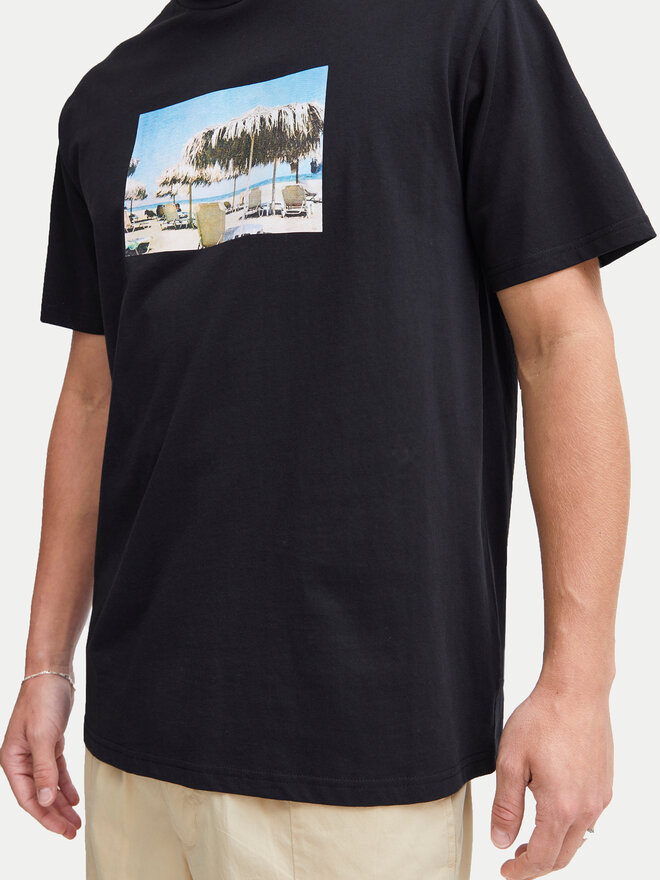 Solid Solid T-Shirt 21108237 Μαύρο Regular Fit