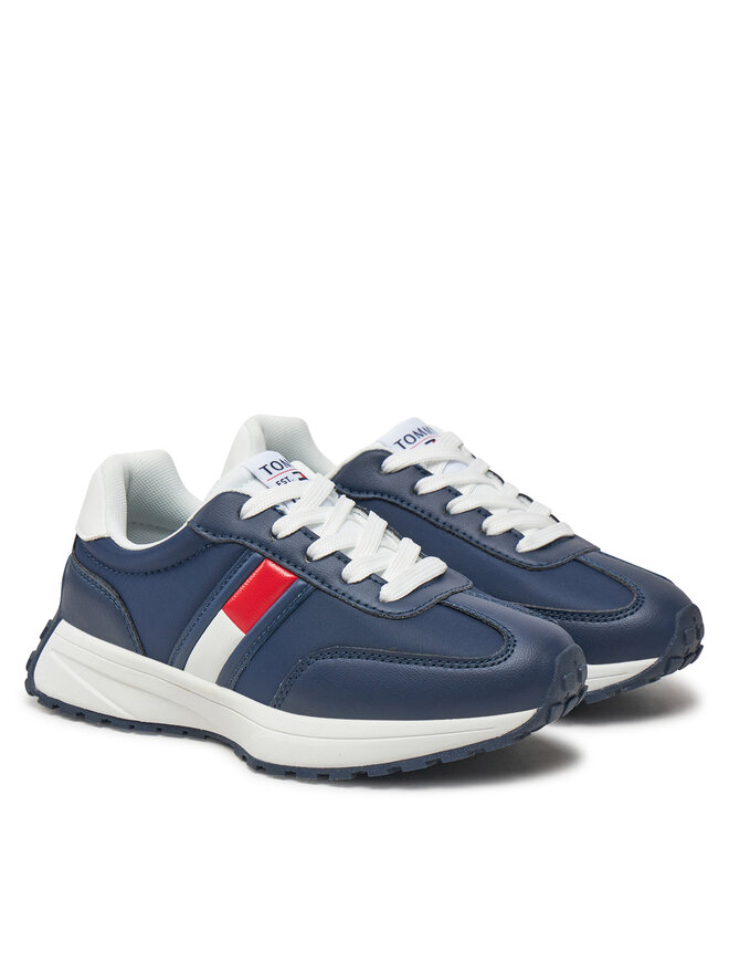 Tommy Hilfiger Laisvalaikio batai Tommy Hilfiger Flag Low Cut Lace-Up Sneaker T3X9-33877-1695 M Tamsiai mėlyna