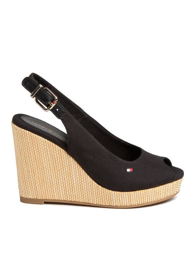 Tommy Hilfiger Espadrillas Tommy Hilfiger Iconic Elena Sling Back Wedge FW0FW04789 Nero