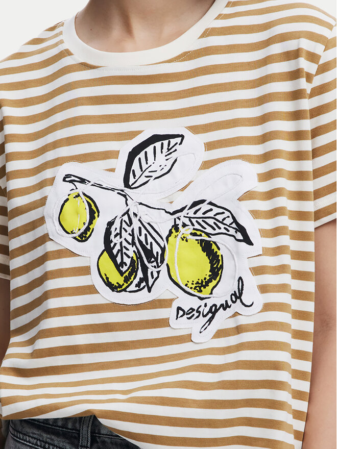 Desigual Desigual Camiseta Lemon 25SWTKAE Beis Regular Fit