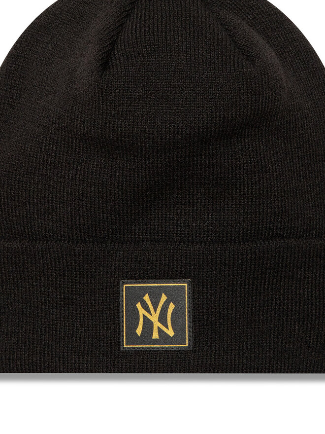 New Era Шапка New Era New York Yankees Metallic Badge Black Cuff Knit Beanie 60424815 Черен