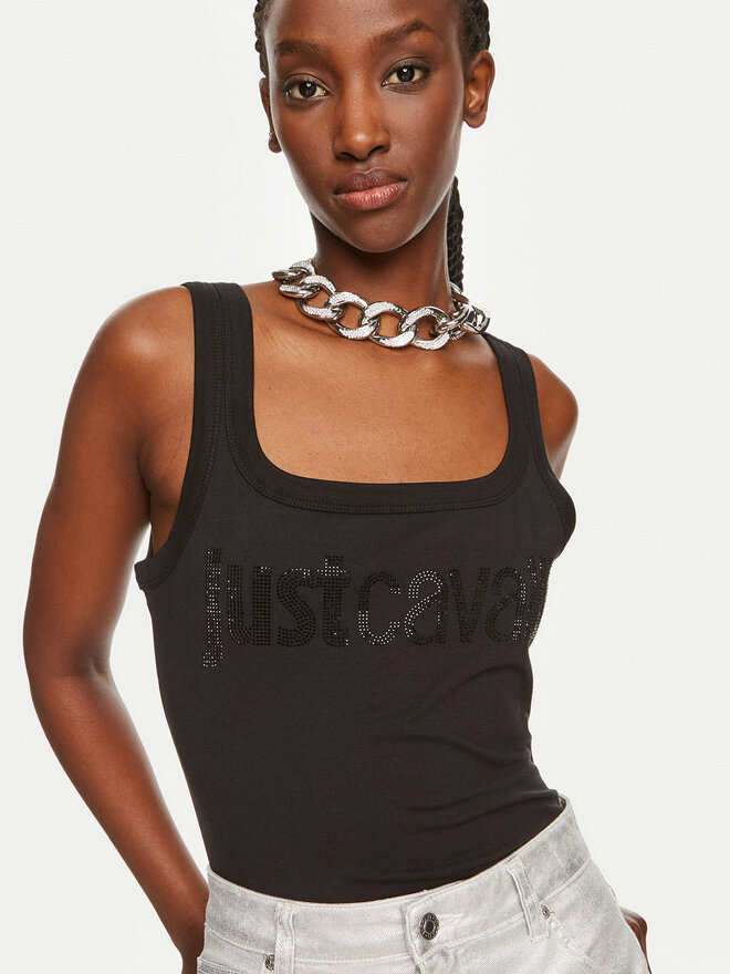 Just Cavalli Just Cavalli Τοπ 76PAME03 Μαύρο Regular Fit