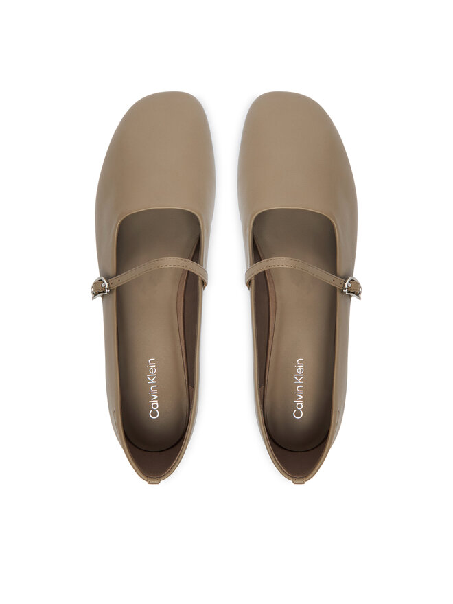Calvin Klein Ballerinas Calvin Klein Oblique Ballerina Mj Lth Hdw HW0HW02847 Braun