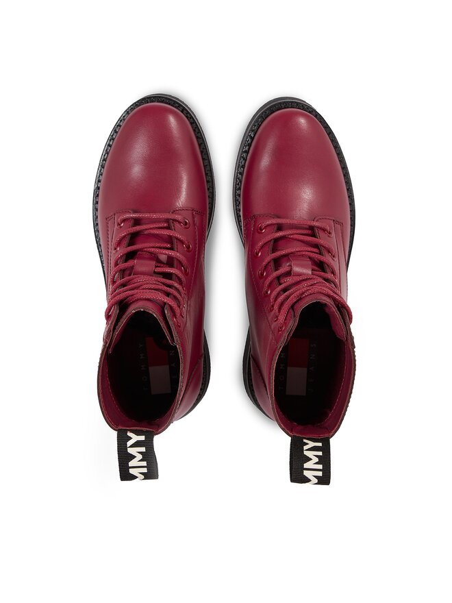 Tommy Jeans Μποτάκια Tommy Jeans Tjw Lace Up Flat EN0EN02310 Μπορντό