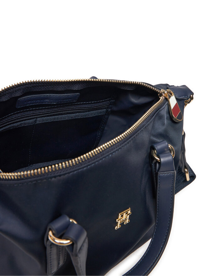 Tommy Hilfiger Handtasche Tommy Hilfiger Poppy Th Small Tote AW0AW15640 Dunkelblau