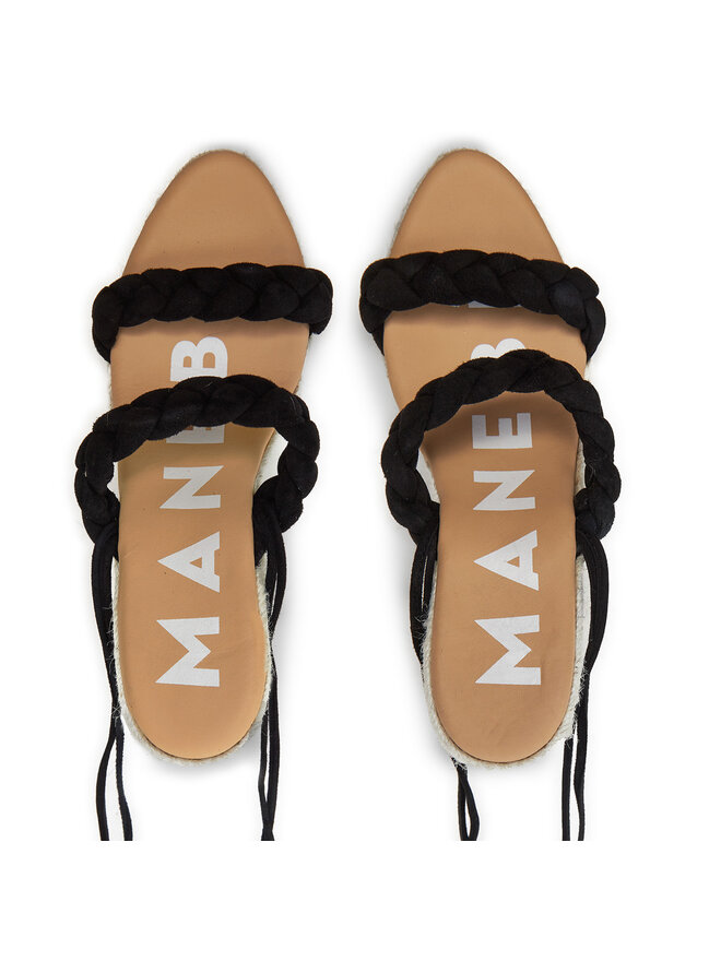 Manebi Espadrilles Manebi Hamptons Two Braided Bands Wedge Espadrilles K 1.0 WE Melns