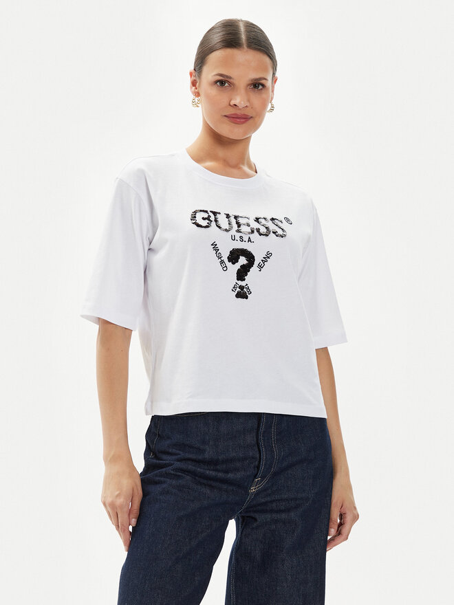 Guess Guess Camiseta Aurelie V4YI06 I3Z14 Blanco Boxy Fit