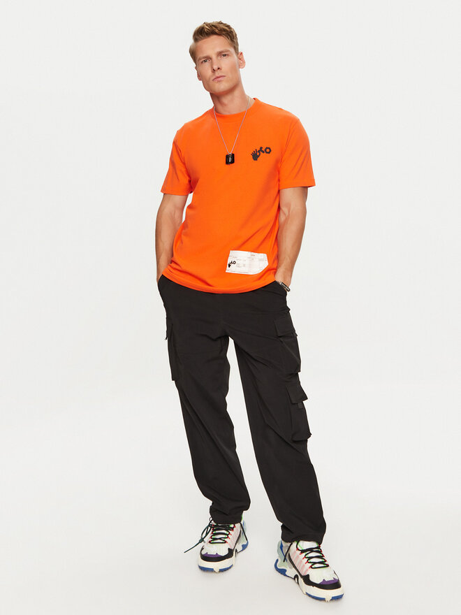 Off-White Off-White Majica OMAA027T22JER0012001 Oranžna Regular Fit