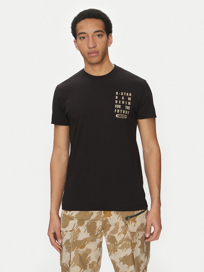 G-Star Raw G-Star Raw Marškinėliai Text Chest D25968-C506 6057 Juoda Regular Fit