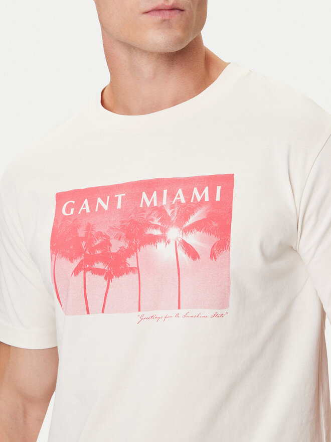 Gant Gant Camiseta 2003342 Écru Regular Fit