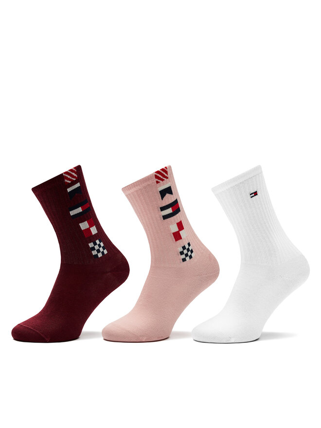 Tommy Hilfiger Sada 3 párů dětských vysokých ponožek Tommy Hilfiger 701229870 Růžová