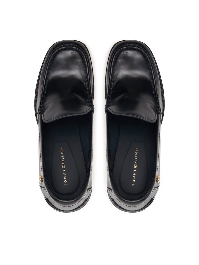 Tommy Hilfiger Halbschuhe Tommy Hilfiger Square Toe Heeled Loafer FW0FW09493 Schwarz