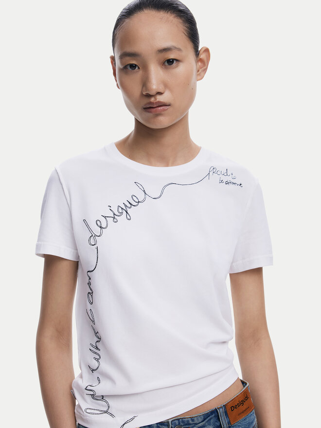 Desigual Desigual Camiseta Charly 25WWTK08 Blanco Regular Fit
