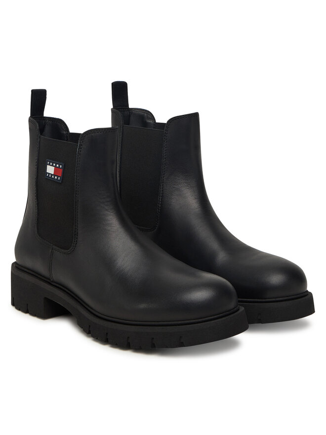 Tommy Jeans Klassische Stiefeletten Tommy Jeans Tjw Chelsea Leather Boot EN0EN02825 Schwarz