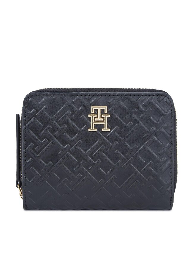 Tommy Hilfiger Малък дамски портфейл Tommy Hilfiger Th Refined Med Za Mono AW0AW15755 Черен