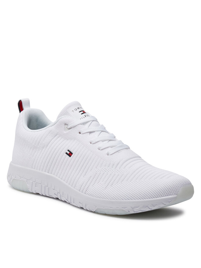 Tommy Hilfiger Snīkeri Tommy Hilfiger Corporate Knit Rib Runner FM0FM02838 Balts