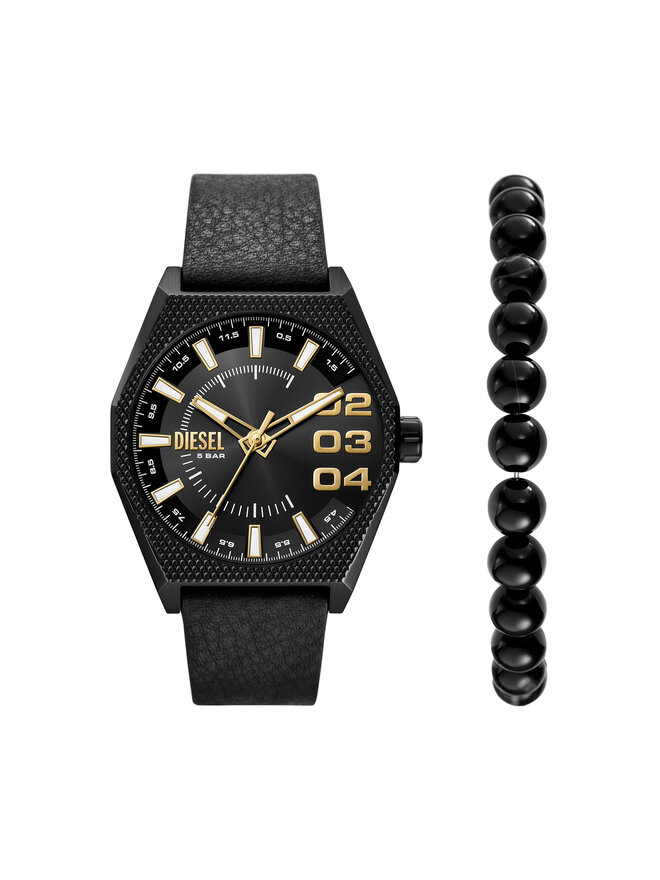 Diesel Conjunto de reloj y pulsera Diesel Double Scraper DZ2210SET Negro