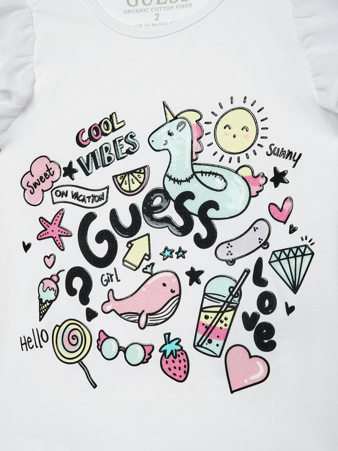 Guess Guess Marškinėliai K4GI17 K6YW1 Balta Regular Fit