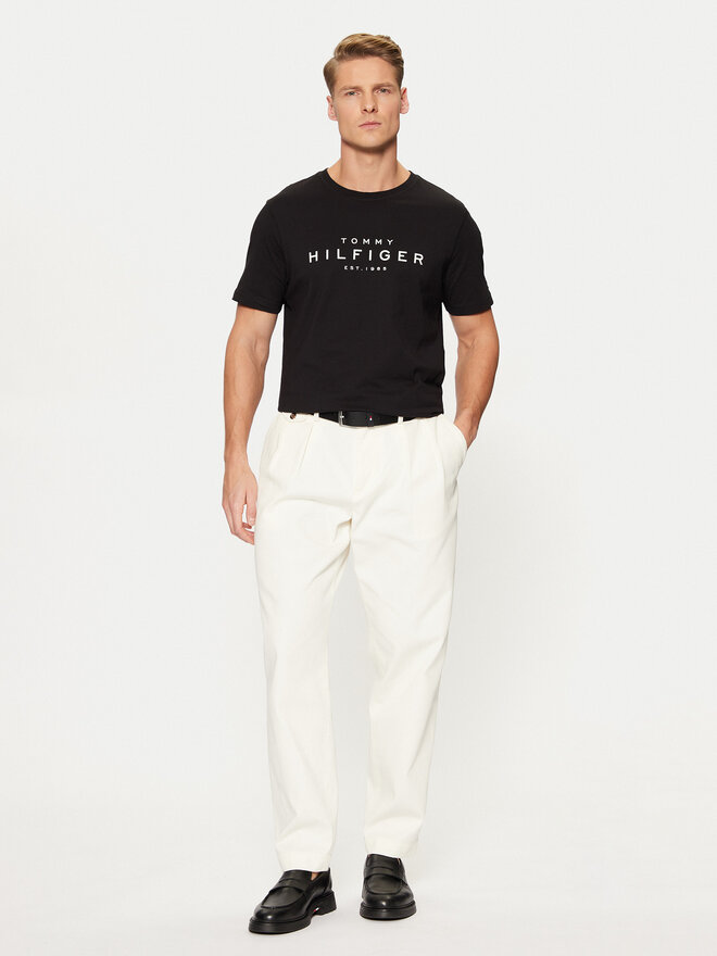 Tommy Hilfiger Tommy Hilfiger Marškinėliai Big Logo Tee MW0MW37448 Juoda Slim Fit
