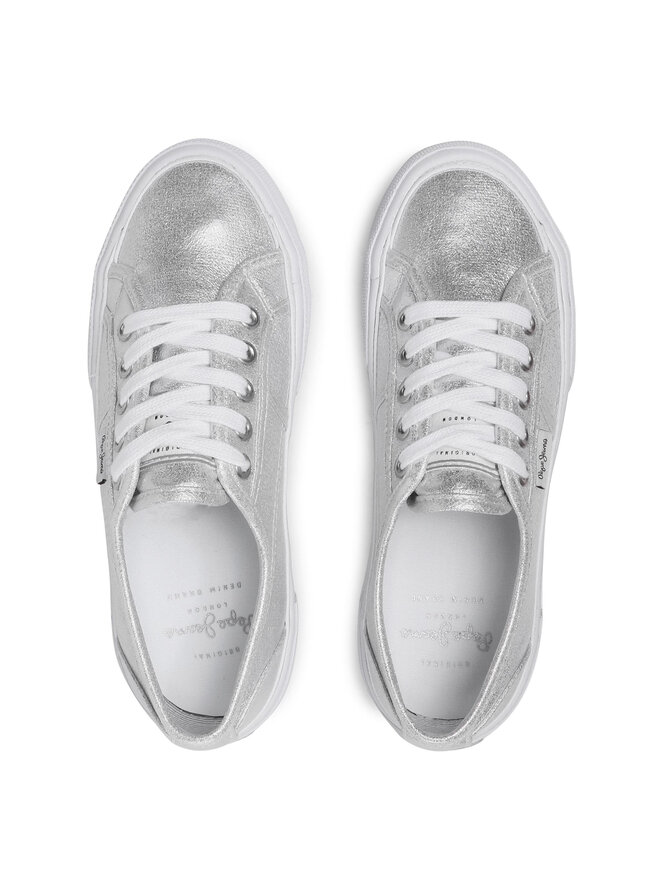 Pepe Jeans Sneakers aus Stoff Pepe Jeans Aberlady Shine PLS31154 Silberfarben