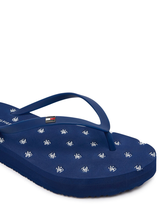 Tommy Hilfiger Zehentrenner Tommy Hilfiger Repeat Logo Platform FW0FW09199 Dunkelblau