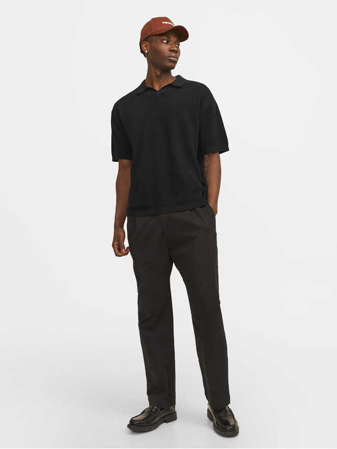 Jack&Jones Jack&Jones Polo marškinėliai Linen 12252748 Juoda Regular Fit
