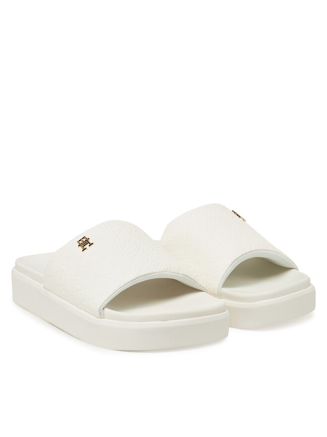 Tommy Hilfiger Klapki Tommy Hilfiger Platform Monogram Poolslide FW0FW08526 Biały