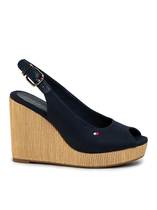 Tommy Hilfiger Sandalias Tommy Hilfiger Iconic Elena Sling Back Wedge FW0FW04789 Azul marino