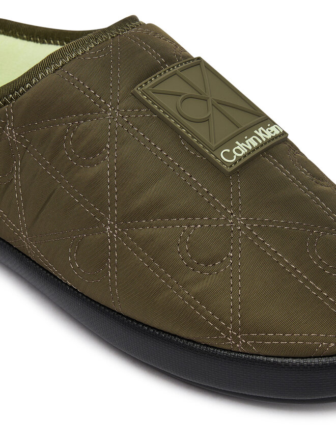 Calvin Klein Hausschuhe Calvin Klein Home Slipper Quilted Rip Emblem HM0HM02280 Khakifarben