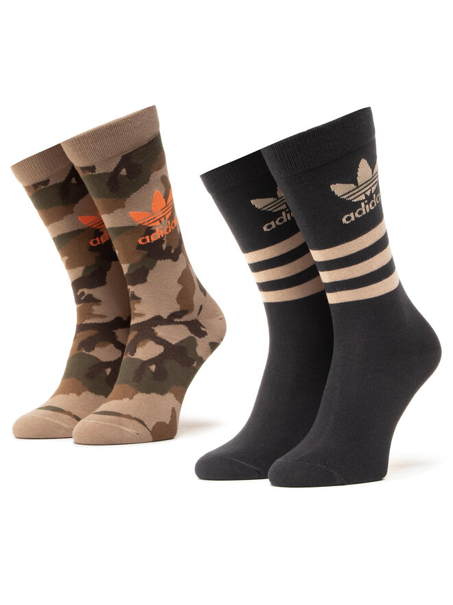 2er Set hohe Unisex Socken adidas Camo Crew Sock GD3567 Braun eschuhe