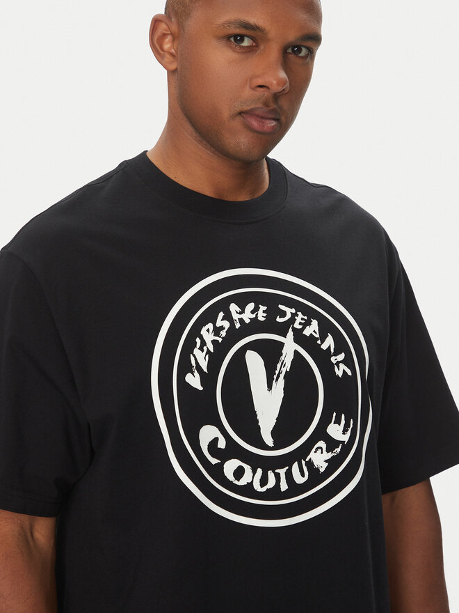 Versace Jeans Couture Versace Jeans Couture Póló 78GAHE08 Fekete Regular Fit