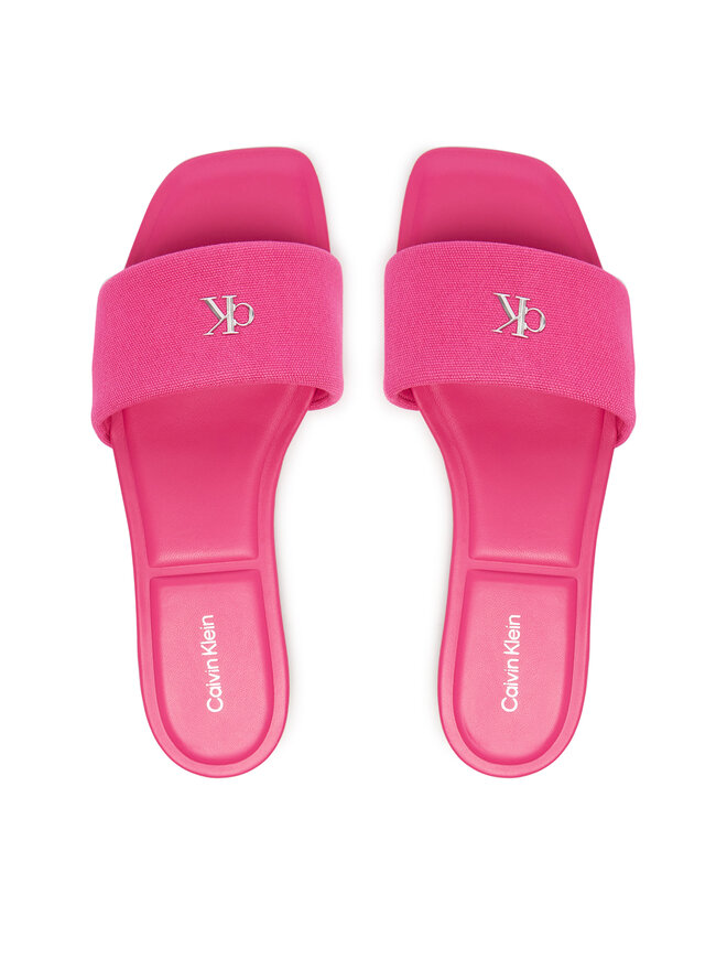 Calvin Klein Pantoletten Calvin Klein Square Flat Sndl Canvas Hw HW0HW03129 Rosa
