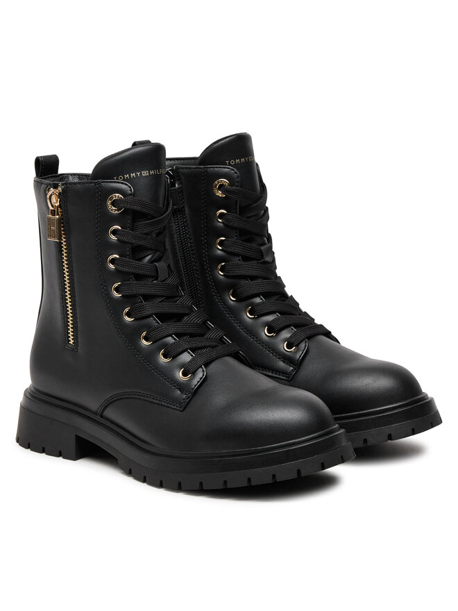 Tommy Hilfiger Trapper stila apavi Tommy Hilfiger Lace-Up Bootie T3A5-33567-1351 S Melns