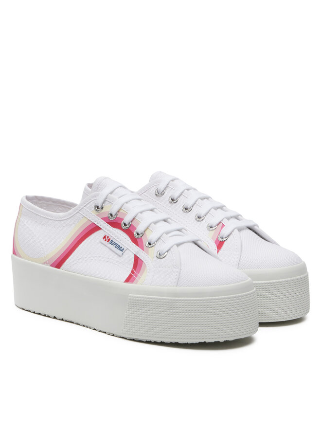 Sneakers aus Stoff Superga Round Stripes 2790 S4128TW WeiB eschuhe