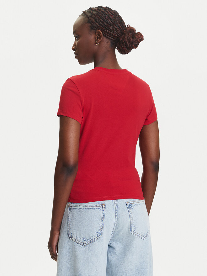 Tommy Jeans Tommy Jeans Marškinėliai Linear DW0DW21422 Raudona Slim Fit