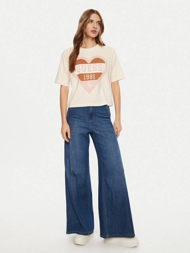 Guess Guess Marškinėliai V5RI01 I3Z14 Écru Regular Fit