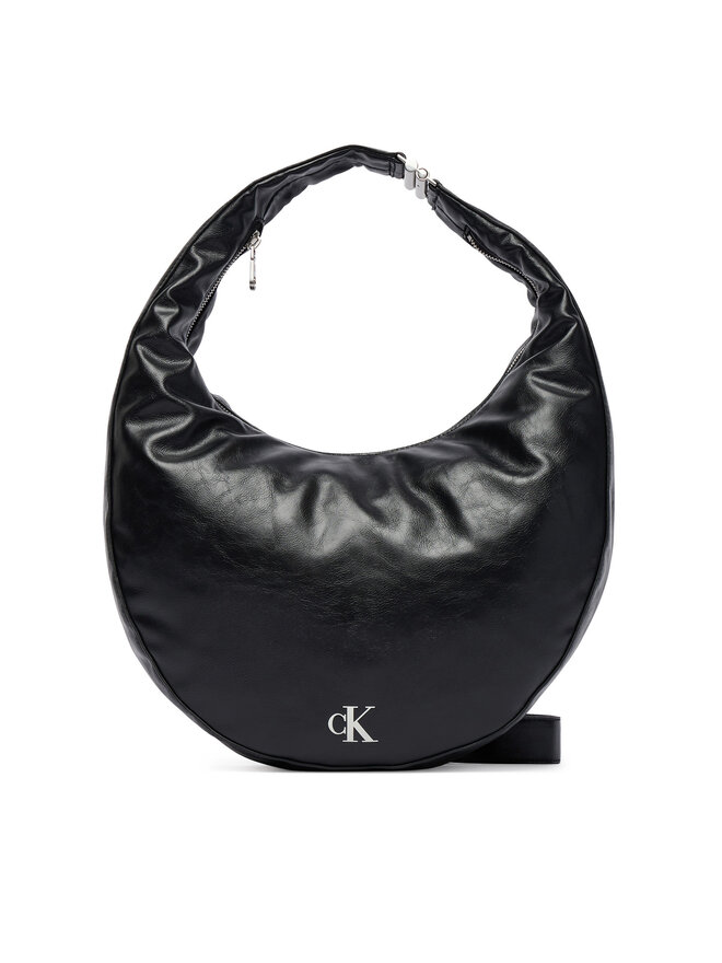 Calvin Klein Handtasche Calvin Klein Buckle Convertible Hobo Bag LV04F3446G Schwarz
