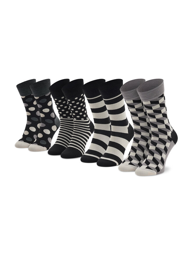 Happy Socks Set od 4 para unisex visokih čarapa Happy Socks XCBW09-9150 Crna