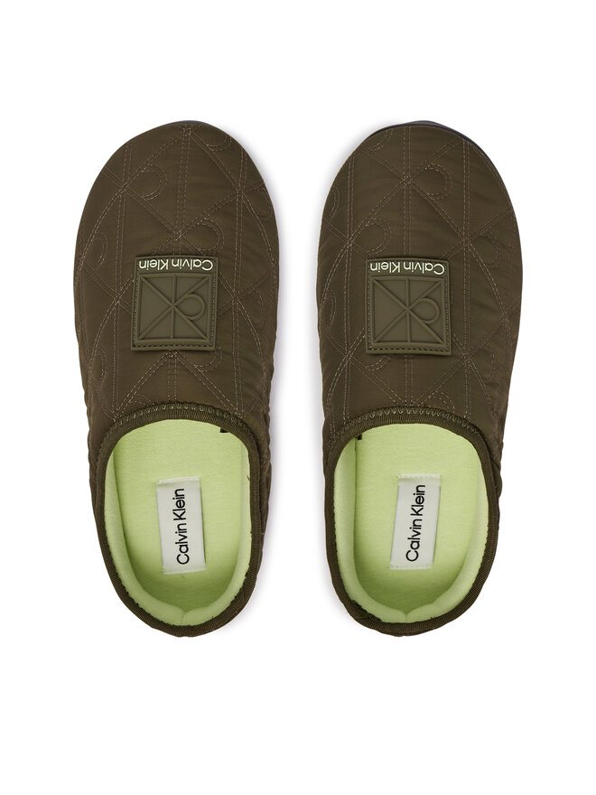 Calvin Klein Hausschuhe Calvin Klein Home Slipper Quilted Rip Emblem HM0HM02280 Khakifarben