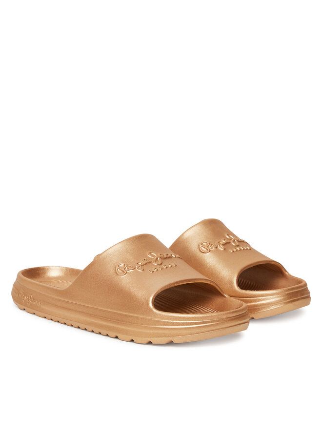 Pepe Jeans Klapki Pepe Jeans Beach Slidemet PLS70165 Złoty
