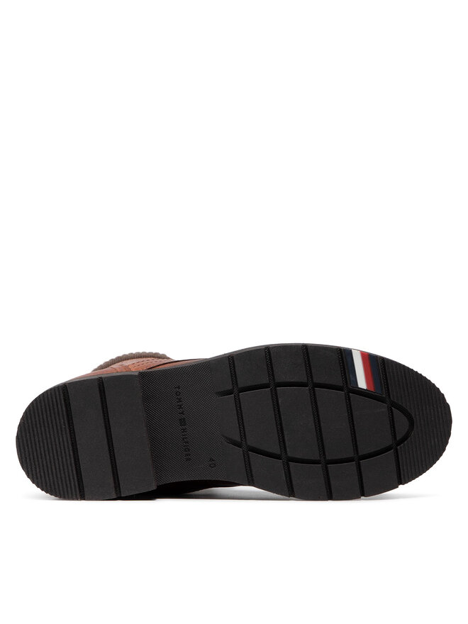 Tommy Hilfiger Zimski škornji Tommy Hilfiger Warm Corporate Mix Lace Boot FM0FM03774 Rjava