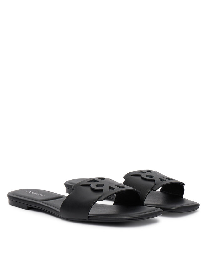 Calvin Klein Pantoletten Calvin Klein Square Flat Sandal Emblem HW0HW03128 Schwarz